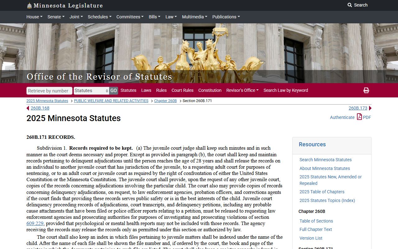 Hennepin County court records Minnesota juvenile delinquency statute