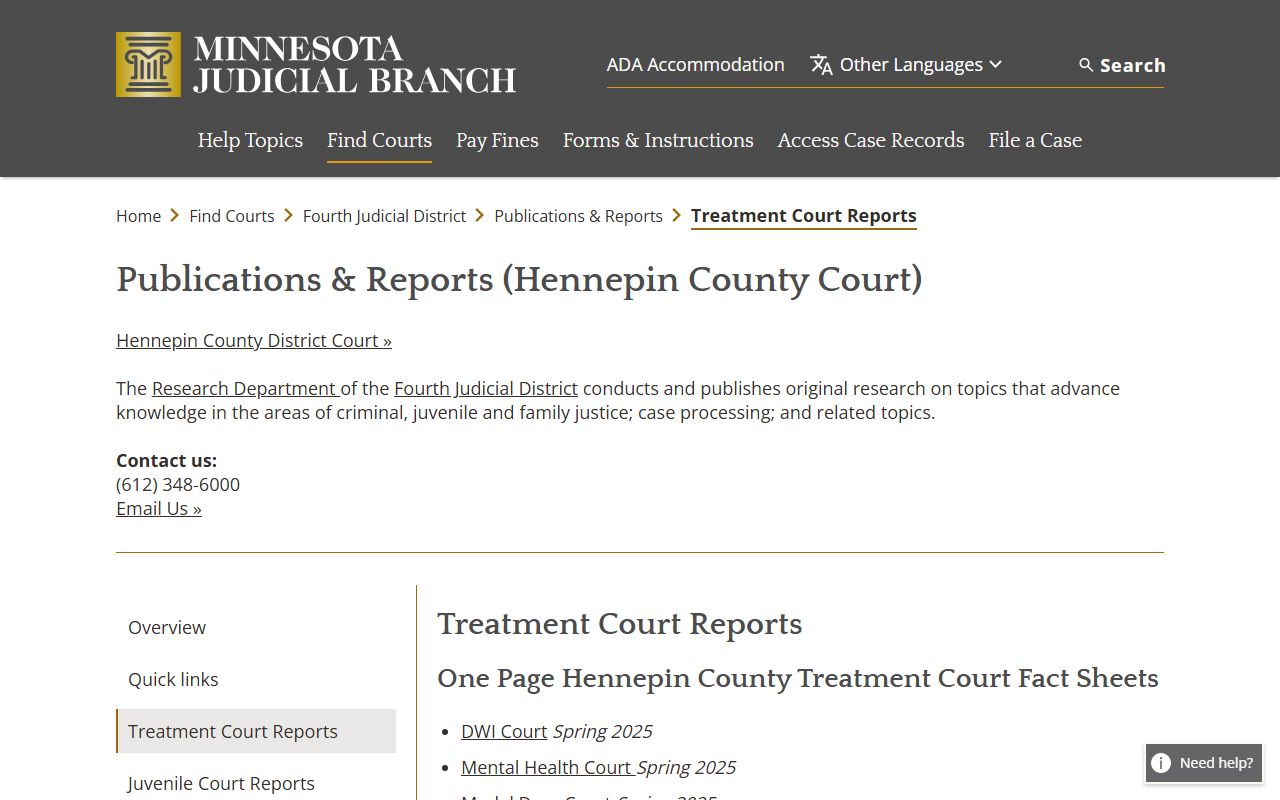 Hennepin County District Court treatment court reports