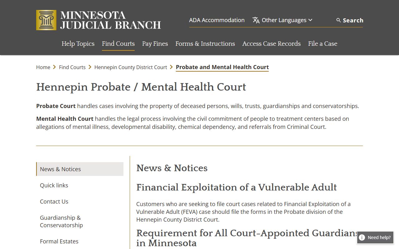 Hennepin County District Court Probate Mental Health Court