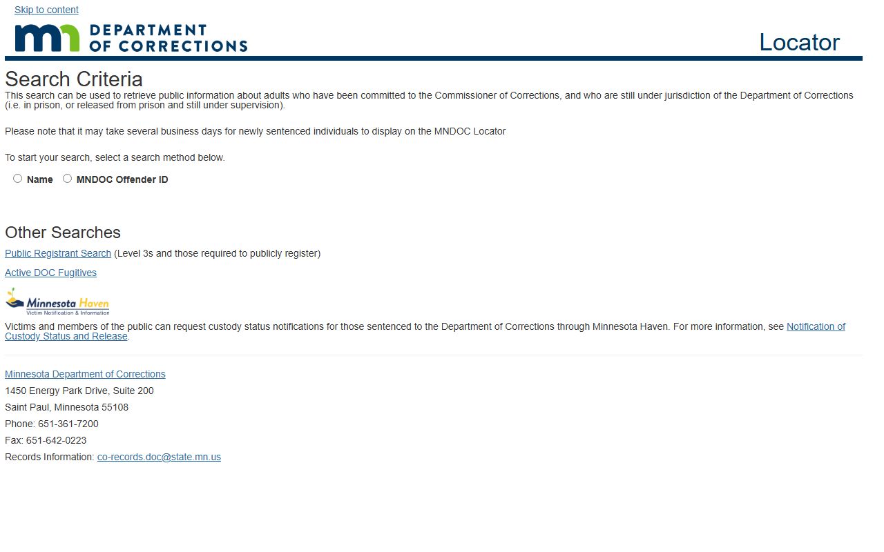 Hennepin County inmate search Minnesota DOC offender locator