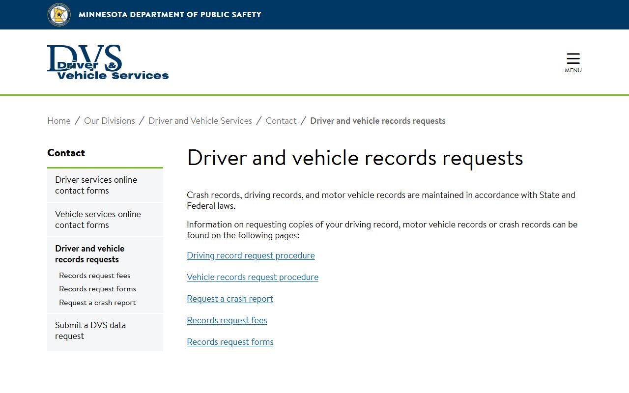 Hennepin County traffic court records DVS driver and vehicle records